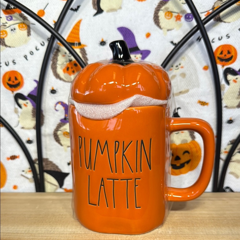 Rae Dunn Pumpkin Latte mug with topper